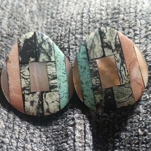 Vintage Mixed Tile Teardrop Post Earrings